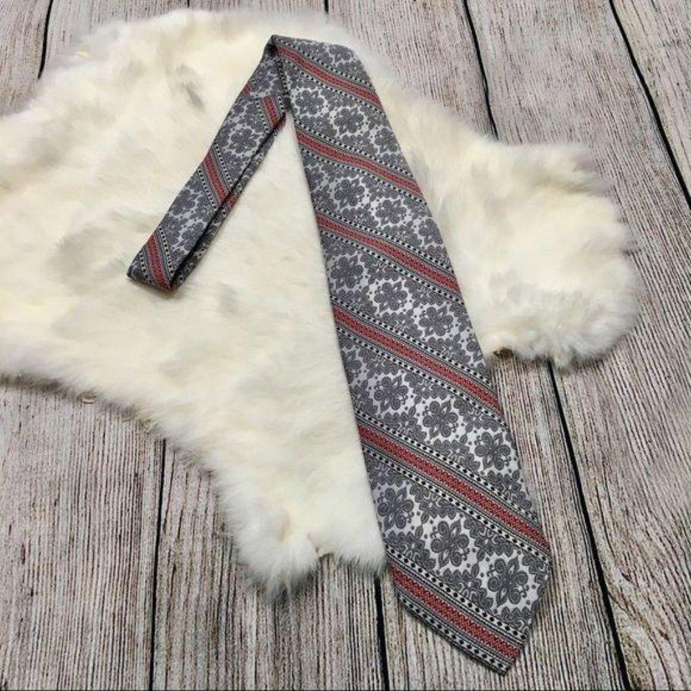 Vintage Kuhns and Shankweiler Grey, Red & Black Tie